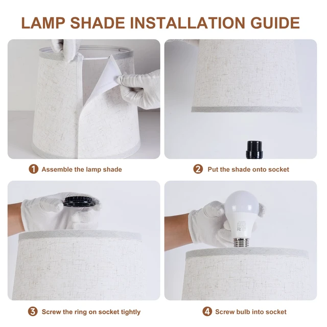Alt view image 7 of 7 - Lamps Set of 2 Modern Farmhouse Table Lamp Bedside Reading Lamps Living Room End Tables Set Lamps for Night Stands Bedroom Night Lamp,High 26.25 Inch,Black,With Fabric Lamp Shade,Bulb Not Included