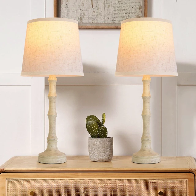 Main image of Lamps Set of 2 Modern Farmhouse Table Lamp Bedside Reading Lamps Living Room End Tables Set Lamps for Night Stands Bedroom Night Lamp,High 26.25 Inch,Off-white,With Fabric Lamp Shade,Bulb Not Included