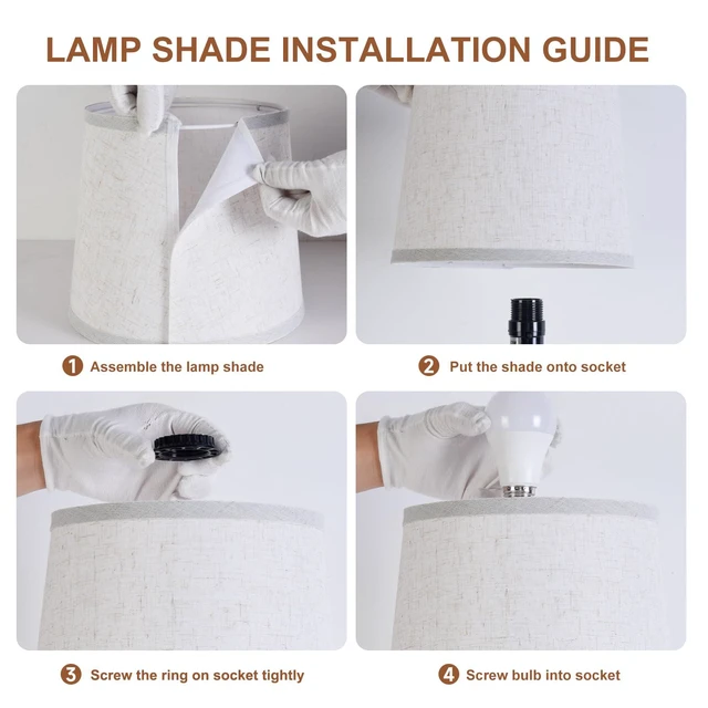 Alt view image 7 of 7 - Lamps Set of 2 Modern Farmhouse Table Lamp Bedside Reading Lamps Living Room End Tables Set Lamps for Night Stands Bedroom Night Lamp,High 26.25 Inch,Brown,With Fabric Lamp Shade,Bulb Not Included