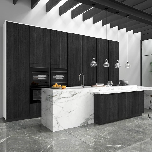 Alt view image 7 of 7 - Large Wood Grain Wallpaper Peel and Stick Countertops Waterproof Modern Wood Contact Paper Self Adhesive Black Wallpaper Repvable Kitchen Wooden Wall Paper for Cabinets Furniture 24"x394"