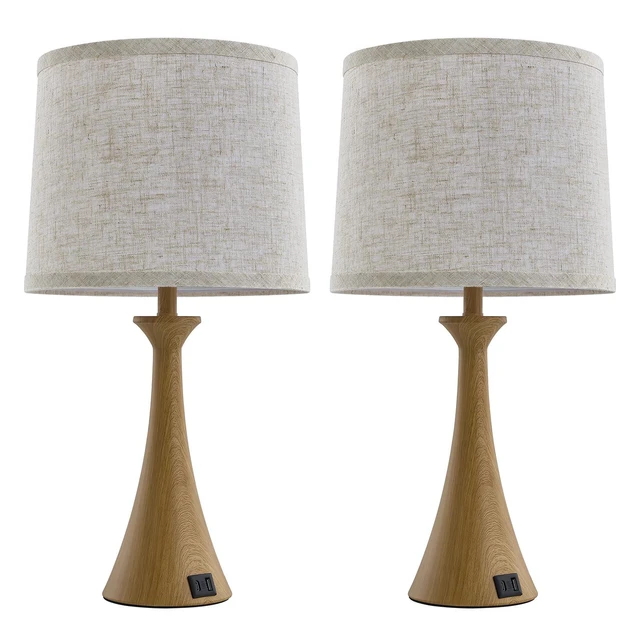 Alt view image 7 of 7 - Touch Table Lamps Set of 2, 21" Bedside Lamps with USB C+A 3 Way Dimmable Nightstand Lamps with Linen Shades, 2 LED Bulbs Included, Touch Lamp for Living Room, Bedroom and End Tables
