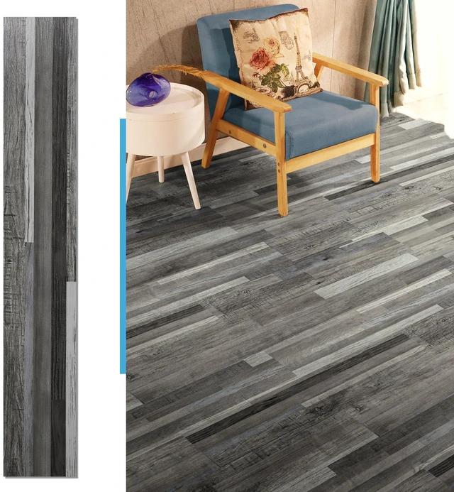 Alt view image 2 of 7 - Wood Texture Peel and Stick Vinyl Floor Planks, 36-Pack, Grey Cover 54 sq.ft, Waterproof, Self-Adhesive, Scratch Resistant, Premium Vinyl, Ideal for Bedroom, Living Room, Kitchen, RV