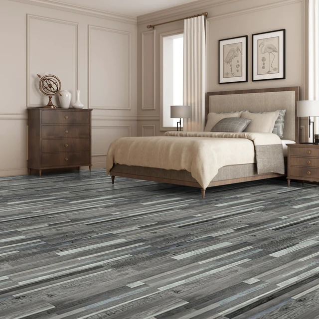 Alt view image 3 of 7 - Wood Texture Peel and Stick Vinyl Floor Planks, 36-Pack, Grey Cover 54 sq.ft, Waterproof, Self-Adhesive, Scratch Resistant, Premium Vinyl, Ideal for Bedroom, Living Room, Kitchen, RV