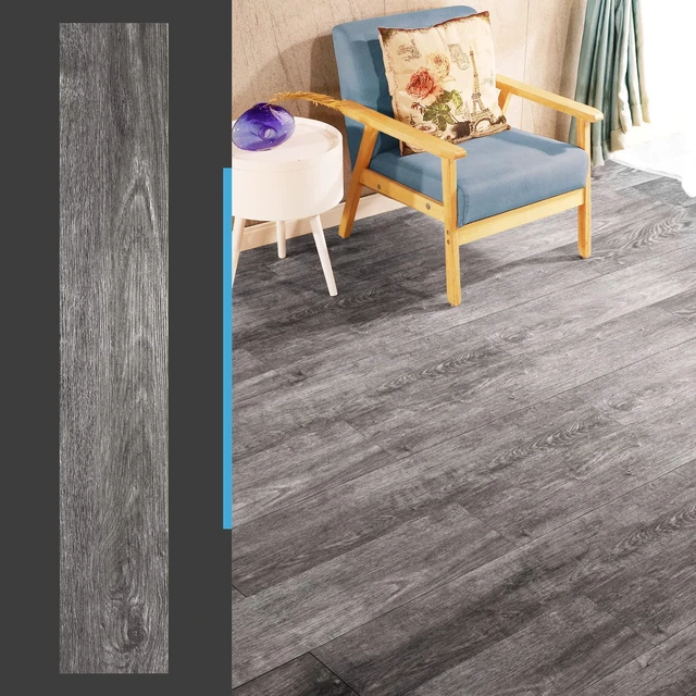 Alt view image 3 of 7 - Wood Texture Peel and Stick Vinyl Floor Planks, 36-Pack, Ebony Cover 54 Sq. Ft, Waterproof, Self-Adhesive, Scratch Resistant, Premium Vinyl, Ideal for Bedroom, Living Room, Kitchen, RV