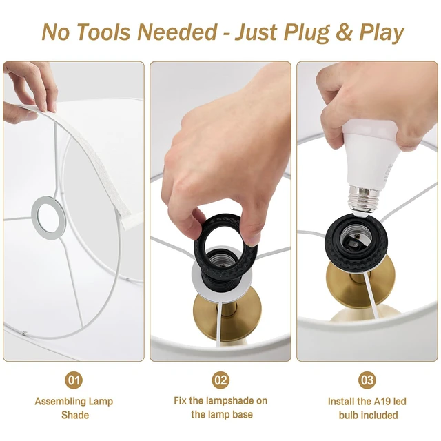 Alt view image 6 of 7 - Touch Table Lamps Set of 2, 21" Bedside Lamps with USB C+A 3 Way Dimmable Nightstand Lamps with Linen Shades, 2 LED Bulbs Included, Touch Lamp for Living Room, Bedroom and End Tables