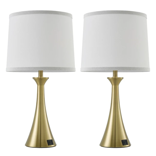 Alt view image 7 of 7 - Touch Table Lamps Set of 2, 21" Bedside Lamps with USB C+A 3 Way Dimmable Nightstand Lamps with Linen Shades, 2 LED Bulbs Included, Touch Lamp for Living Room, Bedroom and End Tables