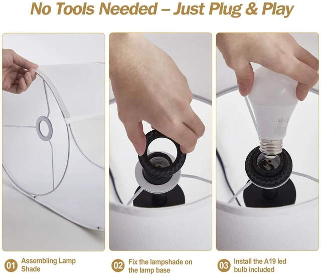 Alt view image 6 of 7 - Touch Table Lamps Set of 2, 21" Bedside Lamps with USB C+A 3 Way Dimmable Nightstand Lamps with Linen Shades, 2 LED Bulbs Included, Touch Lamp for Living Room, Bedroom and End Tables