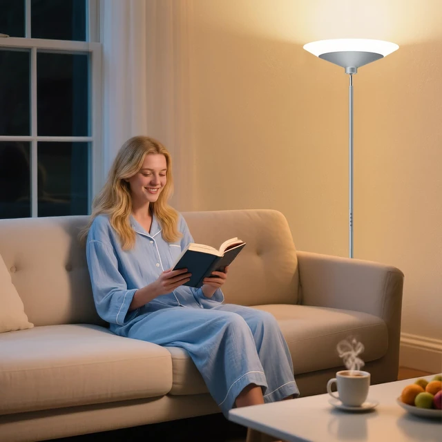 Alt view image 5 of 7 - Silver Torchiere Floor Lamp - 30W Dimmable LED Standing Lamp with Remote/Button Control, 1800Lm, 3000-6500K, 72in Bright Standing Pole Light for Living Room Bedroom Office Corner