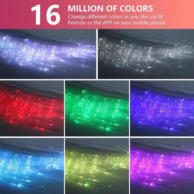 Alt view image 2 of 7 - 16W Car Home Starlight Headliner Kit, Twinkle & Sound Activate RGBW Fiber Optic Lights with APP & Remote Control, Star Lights for Ceiling Decoration, 500 pcs 9.8ft