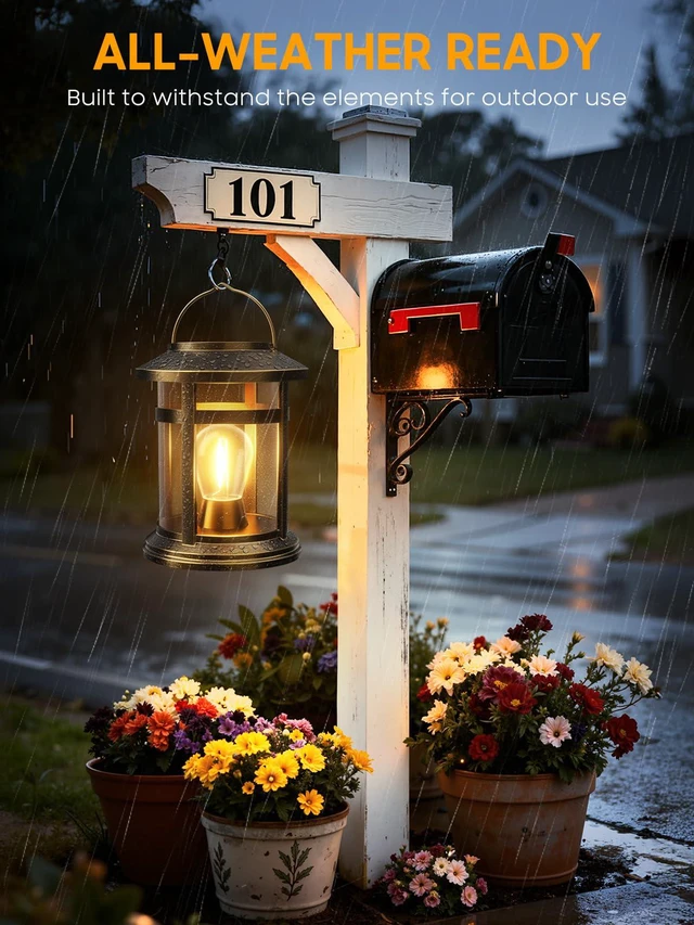 Alt view image 2 of 7 - Solar Lantern Outdoor Waterproof, 6 Pack Bright Hanging Solar Lights for Outside Decorative, Upgraded Solar Powered Lanterns LED Lighting for Garden Patio Porch Decor Gifts (Antique Copper)