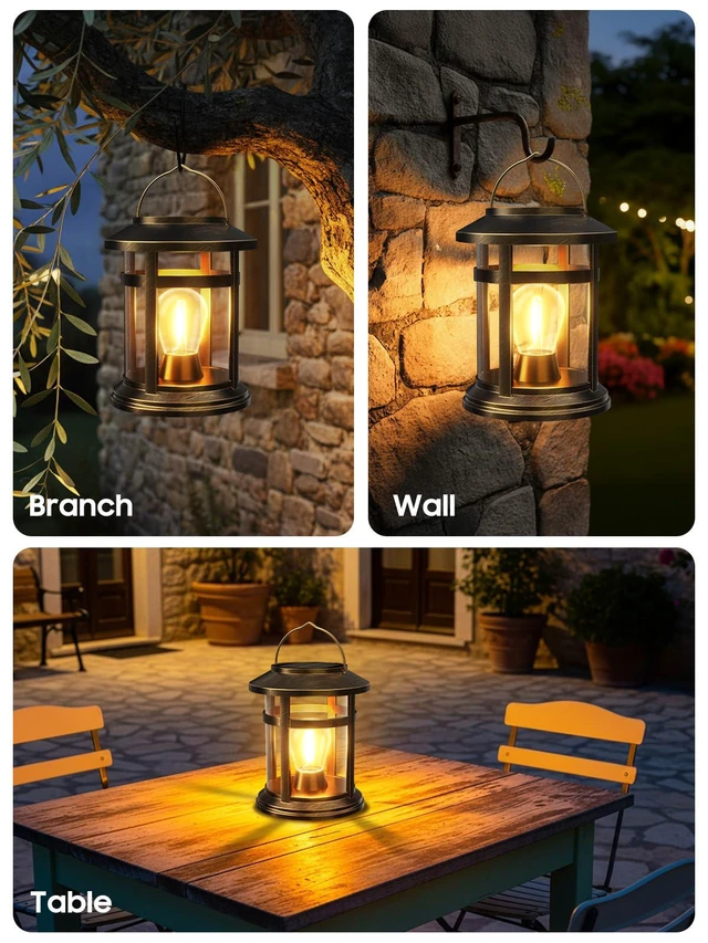 Alt view image 7 of 7 - Solar Lantern Outdoor Waterproof, 6 Pack Bright Hanging Solar Lights for Outside Decorative, Upgraded Solar Powered Lanterns LED Lighting for Garden Patio Porch Decor Gifts (Antique Copper)