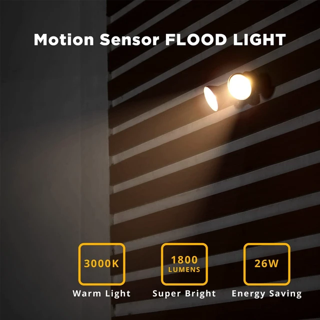 Alt view image 2 of 7 - 1800LM LED Motion Sensor Light Outdoor, Dual-Head Security Light, 3000K, Waterproof Exterior Flood Light for Patio, Garden, Yard, Bronze (2 Bulbs Included)