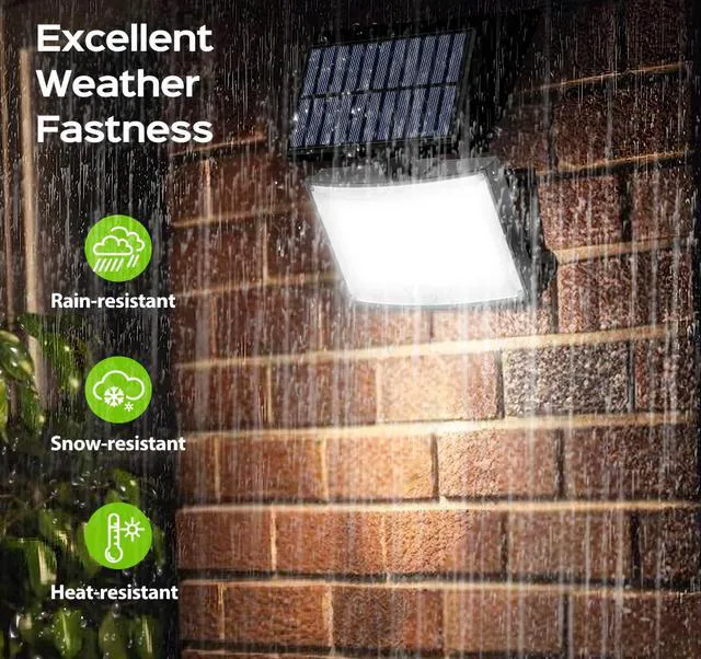 Alt view image 6 of 6 - Solar Outdoor Lights 4 Pack, 202 LED Flood Light with 16.4 ft Cable Remote Control Solar Motion Sensor Outdoor Lights, 3 Modes Solar Powered Security Lights for Outside Patio, Yard, Garage
