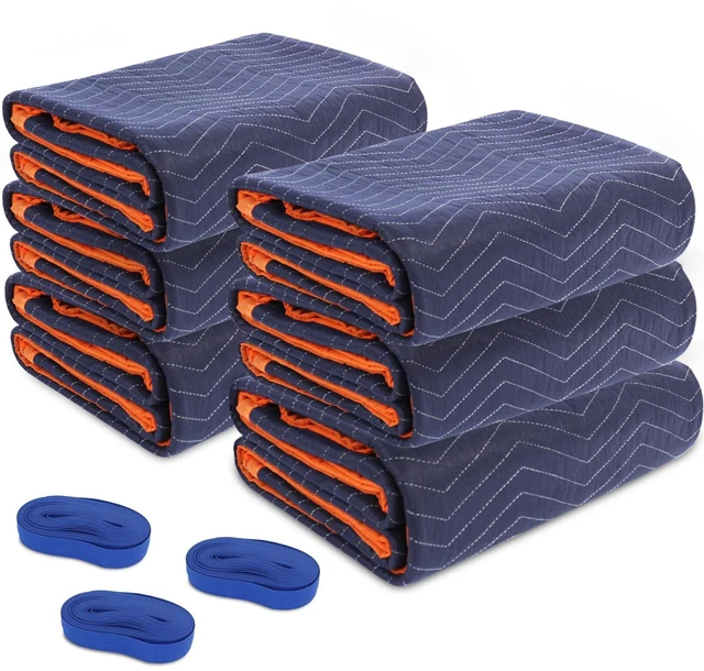 Main image of 6Pk Heavy-Duty Moving Blankets 72x80in with 3 Large Rubber Band