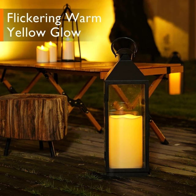 Alt view image 4 of 7 - 6" x 9" Extra Large Outdoor Waterproof Candle with Auto 6H Timer LED Flickering Pillar Candle Battery Operated for Lanterns, Ivory Plastic Made, No Remote, Long Last for Half A Year, 2 Pack