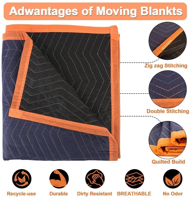 Alt view image 4 of 7 - 6Pk Heavy-Duty Moving Blankets 72x80in with 3 Large Rubber Band
