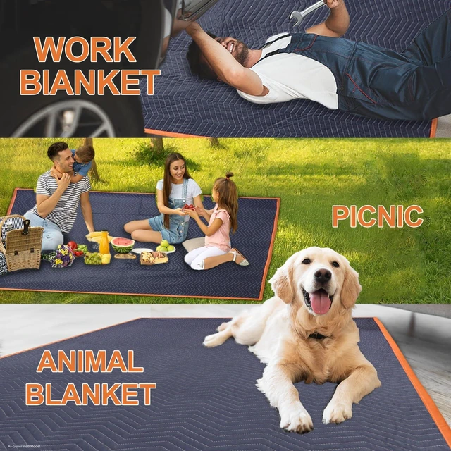 Alt view image 7 of 7 - 6Pk Heavy-Duty Moving Blankets 72x80in with 3 Large Rubber Band