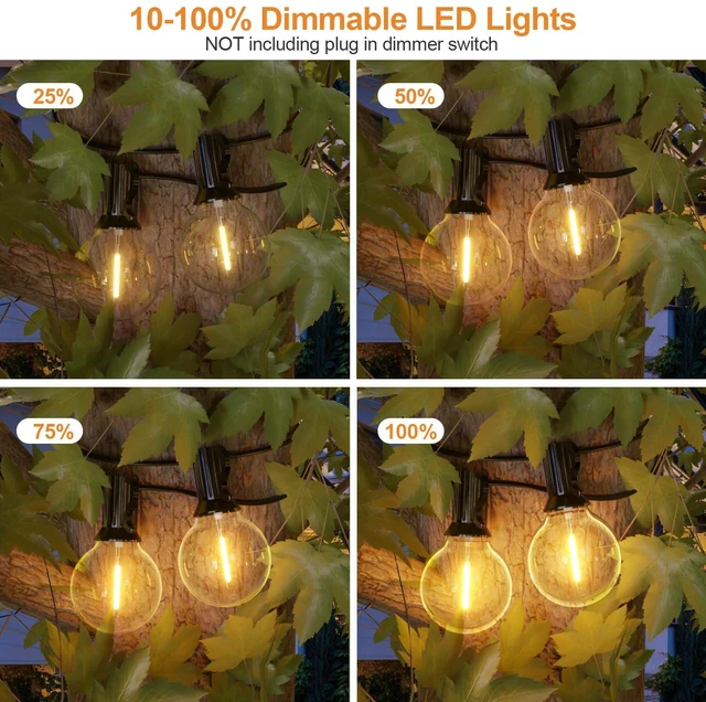 Alt view image 4 of 6 - 150FT Outdoor String Lights, Waterproof Patio Lights with 77 Dimmable Hanging Light Globe G40 Bulbs, 2700k Shatterproof Connectable for Backyard Gazebo Porch Outside Decor