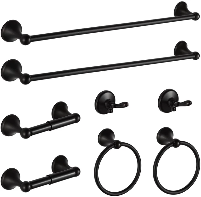 Main image of Bathroom Hardware Set Oil-Rubbed Bronze Bath Towel Bars Adjustable Expandable Bathroom Accessory Set Towel Racks 8-Pieces Wall Mount