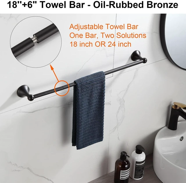 Alt view image 2 of 7 - Bathroom Hardware Set Oil-Rubbed Bronze Bath Towel Bars Adjustable Expandable Bathroom Accessory Set Towel Racks 8-Pieces Wall Mount