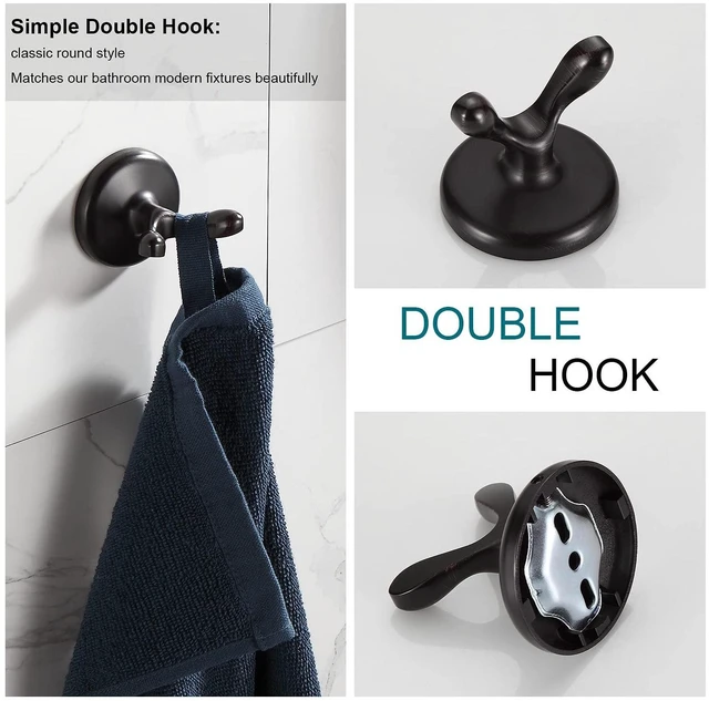 Alt view image 6 of 7 - Bathroom Hardware Set, Oil-Rubbed Bronze Adjustable Expandable Towel Bar 4-Piece ORB Bathroom Accessory Set Wall Mounted Robe Hook Toilet Paper Holder Towel Ring Towel Bar