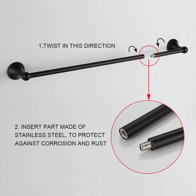 Alt view image 6 of 7 - Bathroom Hardware Set Oil-Rubbed Bronze Bath Towel Bars Adjustable Expandable Bathroom Accessory Set Towel Racks 8-Pieces Wall Mount