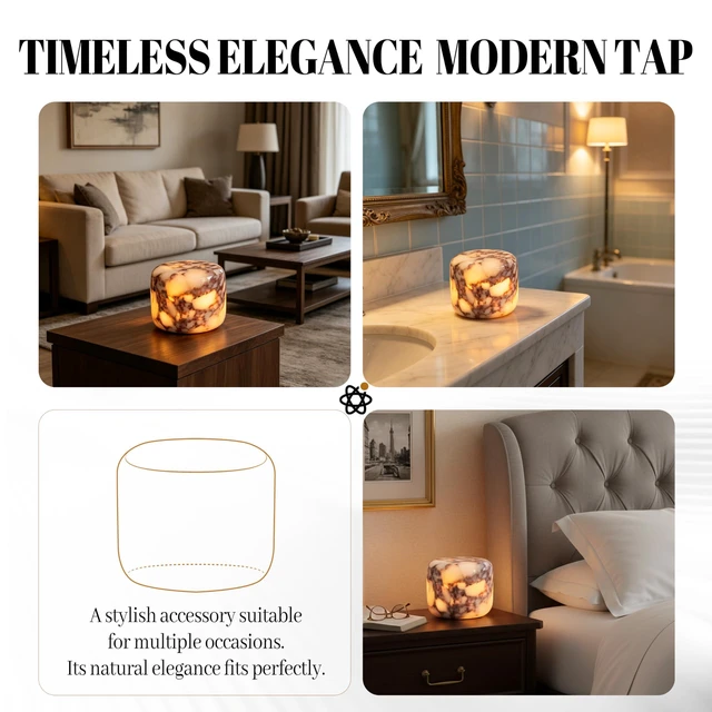 Alt view image 4 of 7 - Marble Lamp Table Lamp Unique Stone Touch Lamp Pat Lamp Type-C 3 Way Bedside Lamp Ambient Light Bedroom Stands Night Light Decorative LED Warm Portable Lamp Rechargeable