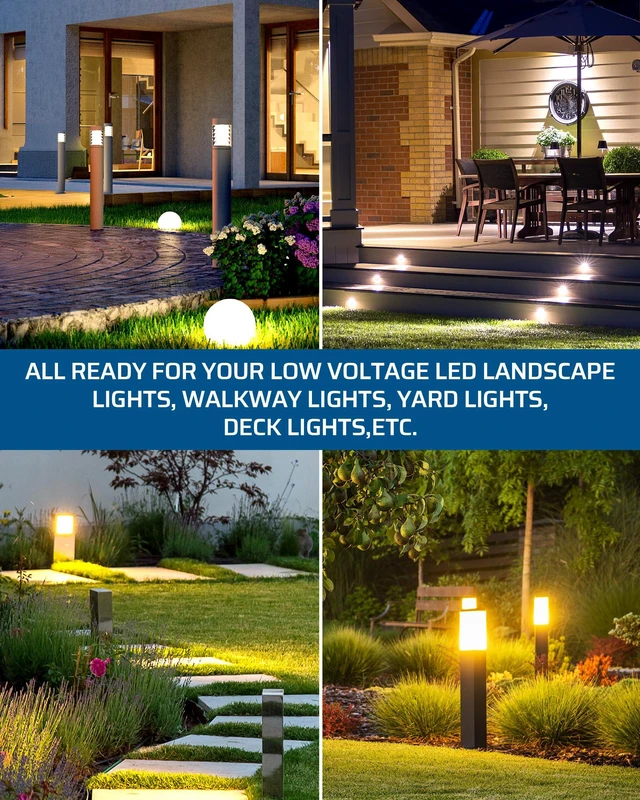 Alt view image 7 of 7 - 300W Low Voltage Landscape Lighting Transformer, 120V to 12/15V AC, Weatherproof Low Voltage Landscape Transformer with Photocell & Timer, Multi Zone Landscape Lighting Transformer