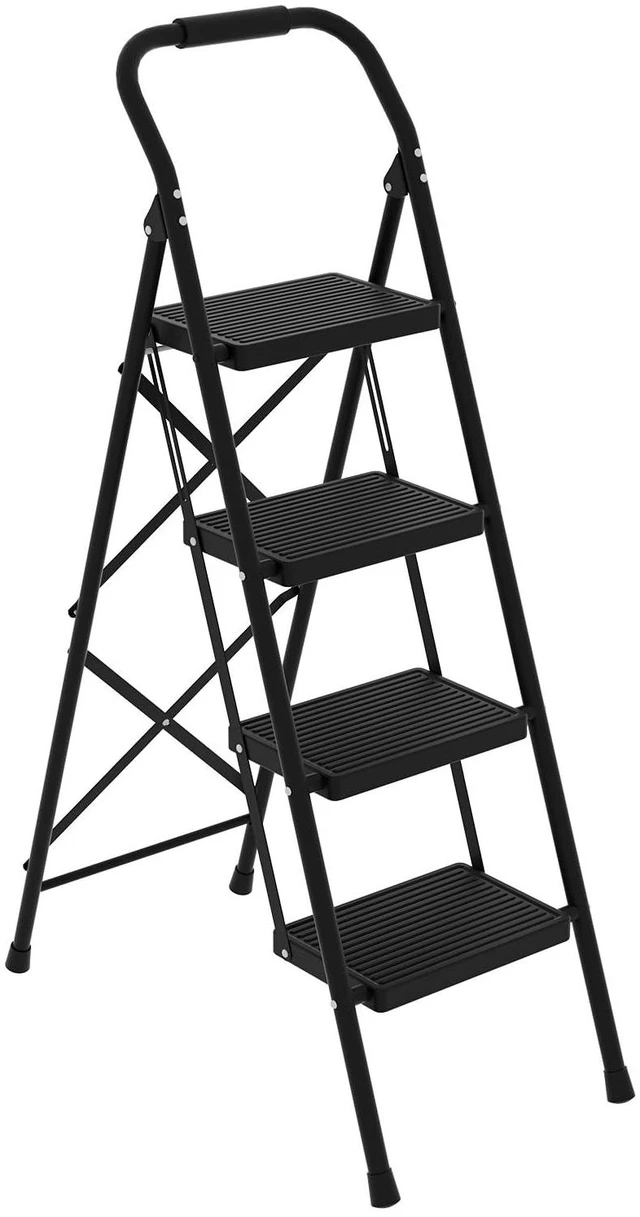Main image of Step Stool for Adults,4 Step Ladder Folding 330lbs Anti Slip Step Ladder,Foldable Ergonomic Step Stool with Wide Pedal for Home, Kitchen, Office (Sliver)