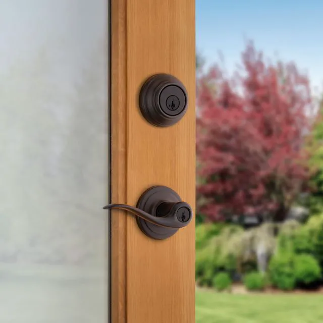 Alt view image 2 of 7 - 991 Tustin Entry Lever and Single Cylinder Deadbolt Combo Pack featuring SmartKey in Venetian Bronze (99910-041)