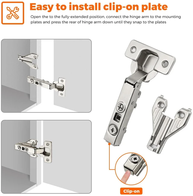 Alt view image 7 of 7 - 105 Degree Concealed Kitchen Cabinet Hinges,Full Overlay,30 Packs(15 Pairs) Soft Close Motion, Concealed Cabinet Fit, Strong Load-Bearing, Adjustable Cabinet Door Hinges, for Face Frame Cabinet
