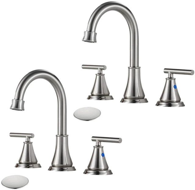 Main image of Widespread Bathroom Faucet 3 Hole, Brushed Nickel Faucet with Pop-up Drain Multi-Certified Reliable Faucet with Detachable Faucet Aerator Widely Fits 6-16 inch 3-hole sinks