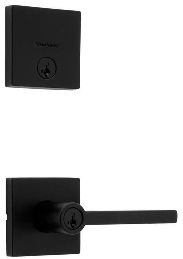 Alt view image 2 of 7 - Halifax Keyed Entry Lever and Single Cylinder Deadbolt Combo Pack featuring SmartKey® in Matte Black