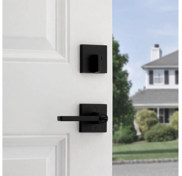 Alt view image 6 of 7 - Halifax Keyed Entry Lever and Single Cylinder Deadbolt Combo Pack featuring SmartKey® in Matte Black