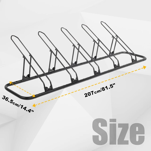 Alt view image 5 of 6 - Bicycle Floor Parking Rack Stand - for Mountain MTB Road Bike - Indoor Home Garage Storage - Adjustable 5 Bikes