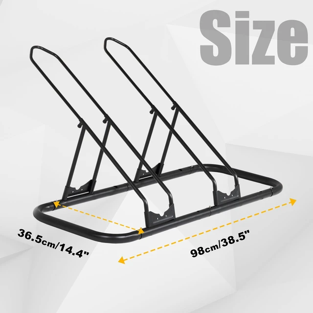 Alt view image 5 of 6 - Bicycle Floor Parking Rack Stand - for Mountain MTB Road Bike - Indoor Home Garage Storage - Adjustable for 2 Fat Bikes
