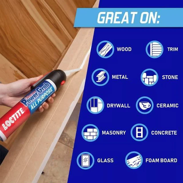 Alt view image 2 of 5 - Power Grab Express All Purpose Construction Adhesive, 7.5 fl oz, 9 Pressure Pack - Versatile Construction Glue for Cement, Tile, Wall & More