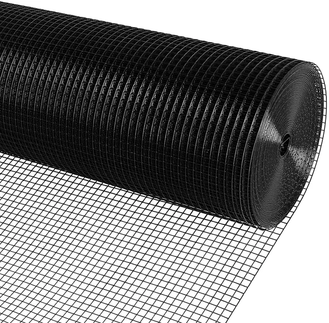 Main image of Black Vinyl Coated Hardware Cloth 1/2 Inch 48inx100ft 19 Gauge, Welded Wire Fencing Chicken Wire Mesh Roll Cage Wire Netting