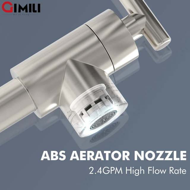 Alt view image 4 of 6 - Pot Filler Brushed Nickel Kitchen Stove Faucet 26.6 inch Pot Filler Faucet Wall Mount with Double Joint Swing Arm Two Handles NPT