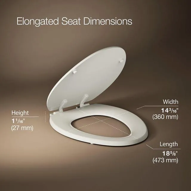 Alt view image 3 of 7 - K-4647-47 Stonewood Molded-Wood with Color-Matched Plastic Hinges Elongated Toilet Seat, Almond (Pack of 2)