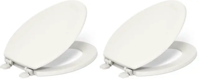 Main image of K-4647-47 Stonewood Molded-Wood with Color-Matched Plastic Hinges Elongated Toilet Seat, Almond (Pack of 2)