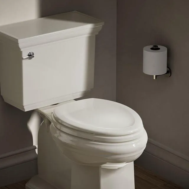 Alt view image 2 of 7 - K-4647-47 Stonewood Molded-Wood with Color-Matched Plastic Hinges Elongated Toilet Seat, Almond (Pack of 2)