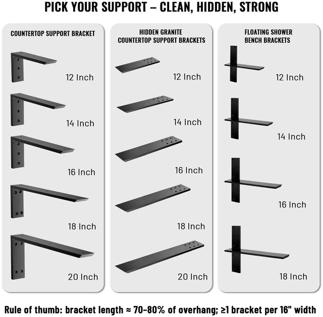 Alt view image 2 of 7 - Countertop Support Bracket 20 inch 4 Pack (3/8" Thick),Premium Heavy Duty Granite Countertop Brackets 20"x8"x2.5",Shelf L Bracket Mantel Corbels for Quartz,Wood,Concrete and Laminate Countertops