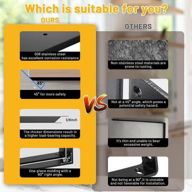 Alt view image 3 of 7 - Countertop Support Bracket 20 inch 4 Pack (3/8" Thick),Premium Heavy Duty Granite Countertop Brackets 20"x8"x2.5",Shelf L Bracket Mantel Corbels for Quartz,Wood,Concrete and Laminate Countertops