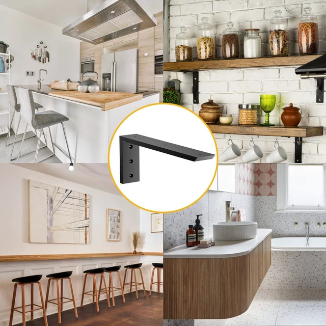 Alt view image 7 of 7 - Countertop Support Bracket 20 inch 4 Pack (3/8" Thick),Premium Heavy Duty Granite Countertop Brackets 20"x8"x2.5",Shelf L Bracket Mantel Corbels for Quartz,Wood,Concrete and Laminate Countertops