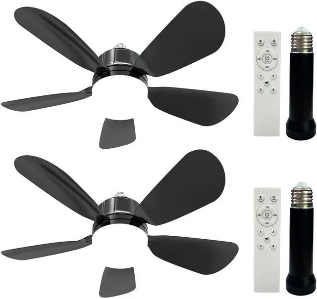 Main image of 2Pack Socket Fan Light With Remote, Screwing Ceiling Fans with Dimmable Lights, 3 Colors 3000K-6500K,Ceiling Fan Light Kit Bulb for Bedroom Living Room Kitchen Garage Dinning Room