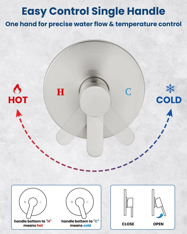 Alt view image 5 of 7 - Shower Faucet Set with Tub Spout,8" Bathtub Faucet-Brushed Nickel Male Threads Rough-In Valve,Round Head Shower System,Tub and Shower Kit Set
