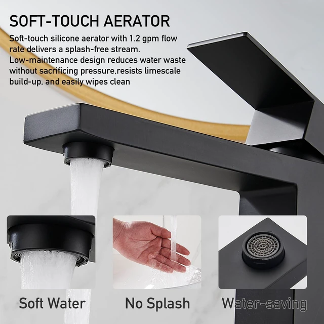 Alt view image 5 of 7 - Matte Black Vessel Sink Faucet, 1 Hole Single Handle Tall Faucets Vanity Modern Utility Rv Laundry Bath Restroom Mixer Tap with Metal Pop Up Drain and 2 Water Supply Line