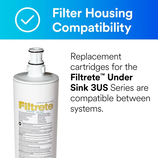 Alt view image 2 of 6 - Under Sink Replacement Water Filter Cartridge 3USMAXF01 For 3US-MAX-S01 System, Easy To Install And Maintain, Under Sink Water Filter That Reduces Sediment, Chlorine Taste & Odor