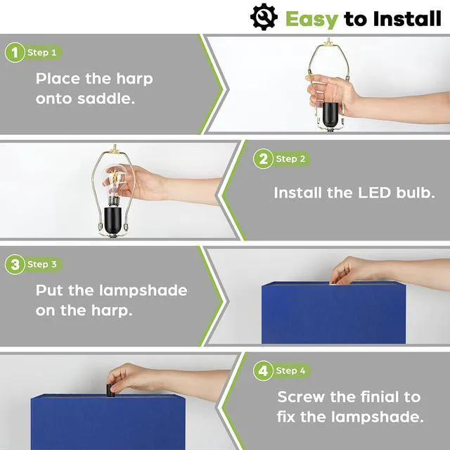 Alt view image 7 of 7 - 22" Modern Touch Control Table Lamp Set of 2 with 2 USB Ports 3 Way Dimmable, Blue Fabric Shade, E26 Base, Desk Lamp for Living Room, Bedroom, End Tables Reading, 2 Bulbs Included